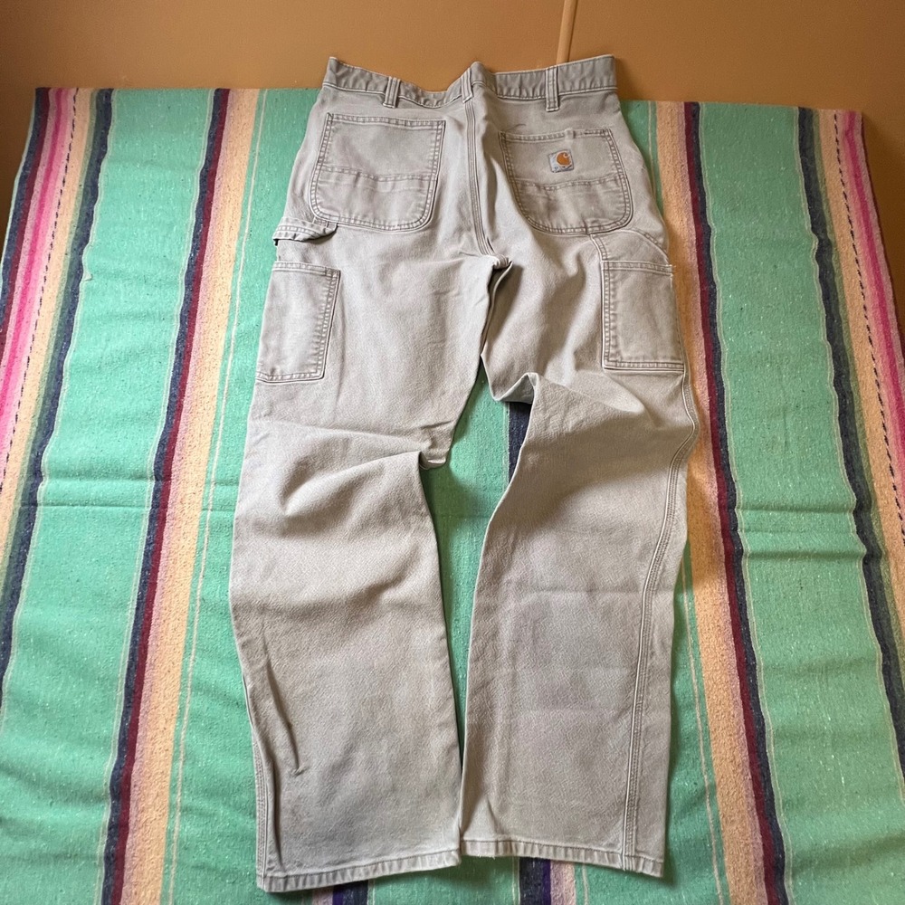 Carhartt Carpenter Pants Mens 36x34 Tan Khaki Canvas Utility Workwear Straight